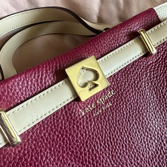 Kate Spade Basket Bag Leo Houston Street Two-Tone Cream and Plum Style No. 4578 - Picture 6 of 12